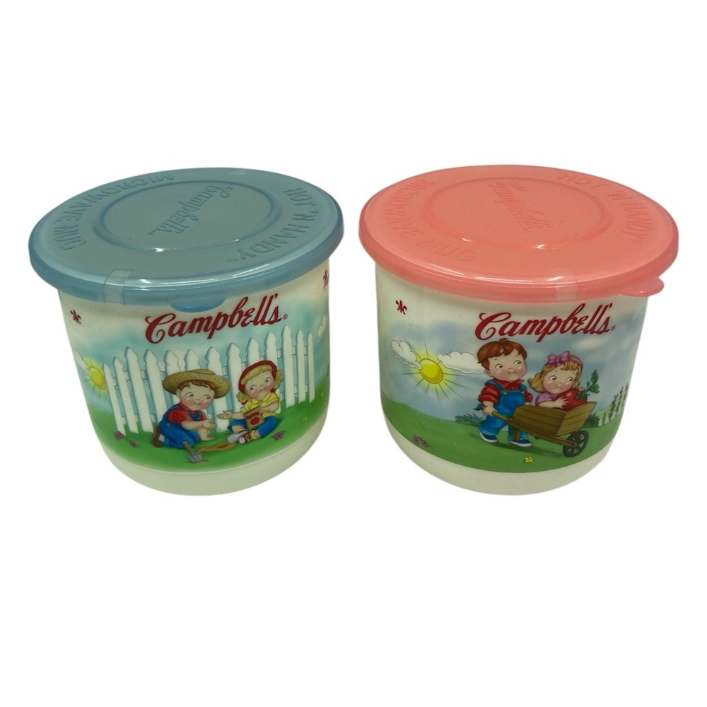 Campbell's Kids Hot n Handy Plastic Microwaveable Soup Bowls Mugs w/ Lids